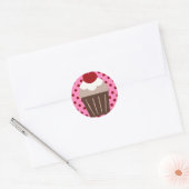 KRW Chocolade Cherry Cupcake Ronde Sticker (Envelop)