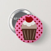 KRW Chocolate Cherry Cupcake Ronde Button 5,7 Cm (Voorkant /achterkant)