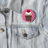KRW Chocolate Cherry Cupcake Ronde Button 5,7 Cm (In situ)