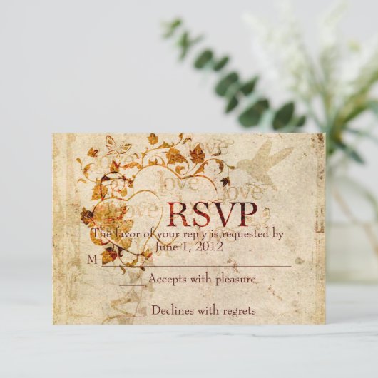 KRW Corinthians Liefde is: Bruiloft RSVP Ecru (Staand voorkant)