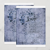 KRW Corinthians Love is: Wedding Invitation Navy Kaart (Voorkant / Achterkant)