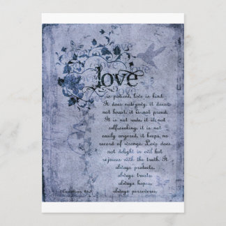 KRW Corinthians Love is: Wedding Invitation Navy Kaart