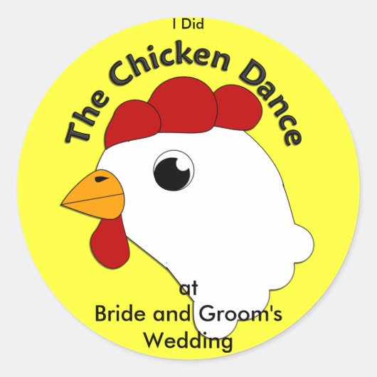 KRW Custom Grappige Kip Dans Bruiloft Ronde Sticker (Voorkant)