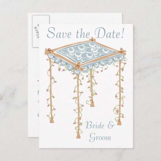 KRW Custom Joodse bruiloft luifel Save the Date Aankondigingskaart (Voorkant / Achterkant)