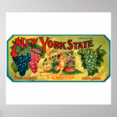 KRW CUSTOM NY State Graps  Crate Label Poster (Voorkant)