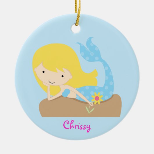 KRW Cute Blue Mermaid Custom Ornament (Voorkant)
