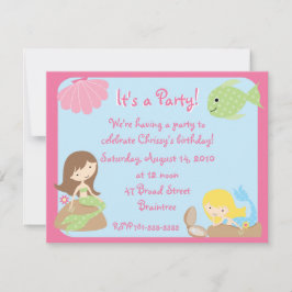 KRW Cute Mermaid Birthday Party Kaart