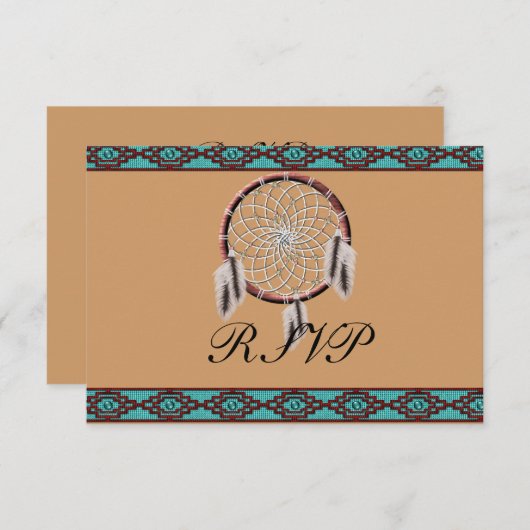 KRW Dreamcatcher Mariage amérindien RSVP (Devant / Derrière)