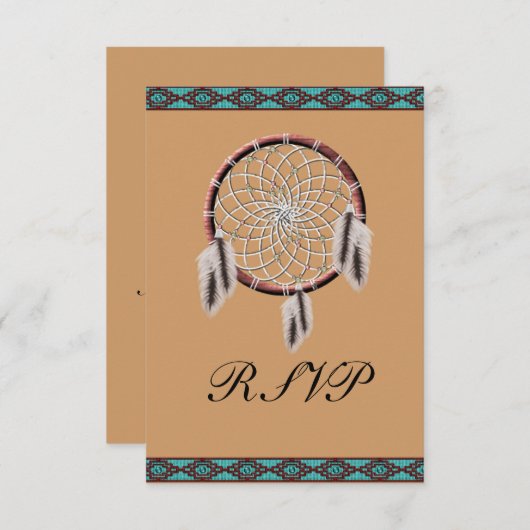 KRW Dreamcatcher Mariage amérindien RSVP (Devant / Derrière)