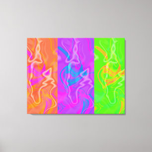 KRW Electric Funk Abstract Art Triptych Canvas Afdruk
