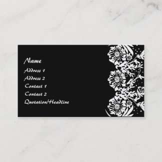 KRW Elegant Black en White Floral Custom Visitekaartje