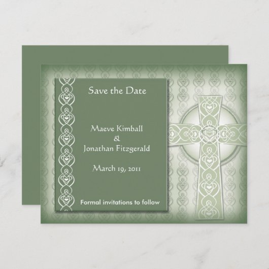 KRW Elegant Celtic Cross Irish Save the Date (Voorkant / Achterkant)