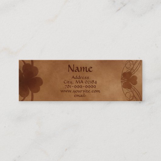 KRW Elegant Celtic Shamrock Parchment Custom Mini Visitekaartje (Voorkant)