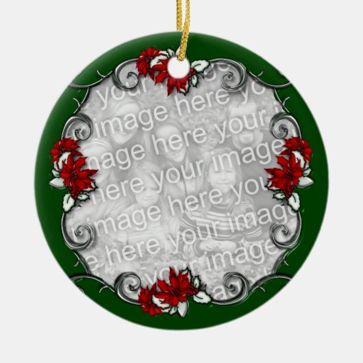 KRW Elegant Pointsettia Lijst Keepomwille Ornament (Voorkant)