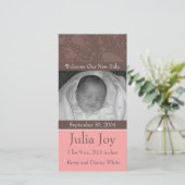 KRW Elegant rose Faire-part de naissance photo per (Debout devant)