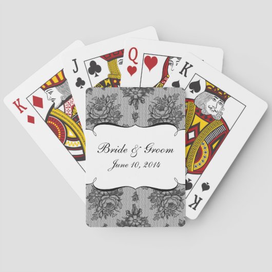 KRW French Black Lace Custom Wedding Favor Cards Speelkaarten (Achterkant)