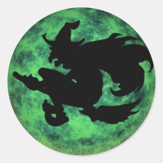 KRW Halloween Maan Witch Shadow Ronde Sticker (Voorkant)
