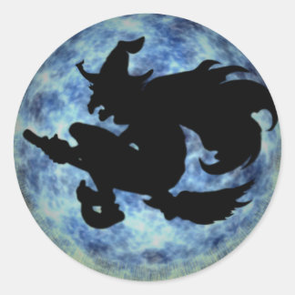 KRW Halloween Maan Witch Shadow Ronde Sticker