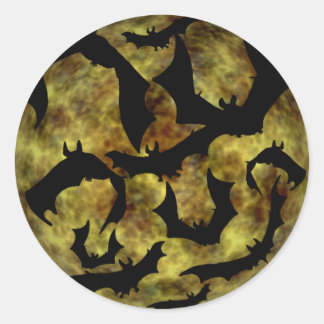 KRW Halloween zwerm van vleermuizen schaduw Ronde Sticker