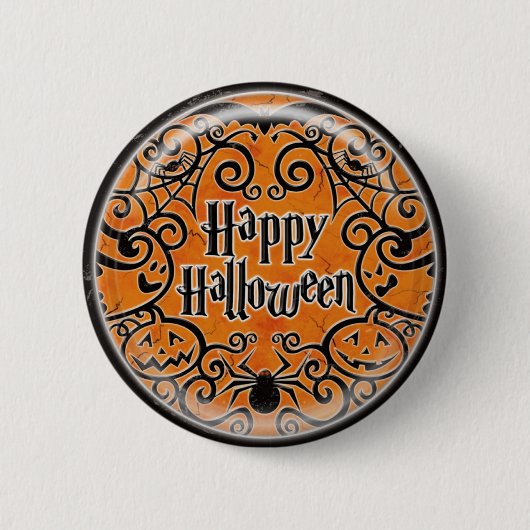 KRW Happy Halloween Scroll Design Pin Ronde Button 5,7 Cm (Voorkant)
