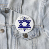 KRW Happy Hanukkah Star van David Ronde Button 7,6 Cm (In situ)