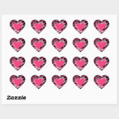 KRW Heart en Swirls Zebra Roze en zwarte sticker (Vel)