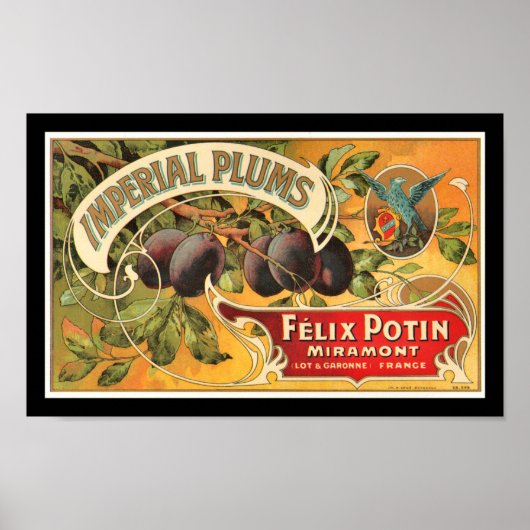 KRW imperial Plums Fruit Crate Label Poster (Voorkant)