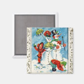 KRW  Kinderen bij Spelen Kerstmagneet Magneet (Voorkant / Achterkant)