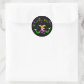 KRW Kleurrijke Mardi Gras Jester Ronde Sticker (Tas)