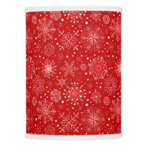 KRW Lacy Witte Sneeuwvlokken Kerst Rode Lamp Shade