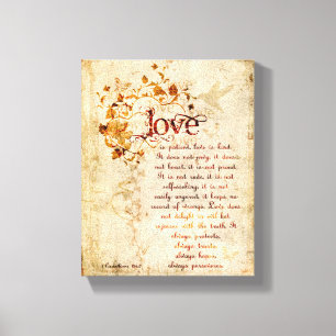 KRW Liefde is Patiënt Corinthians Bijbel Quote Art Canvas Afdruk