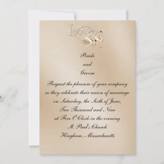 KRW Love Swans Custom Wedding Invitation (Devant)