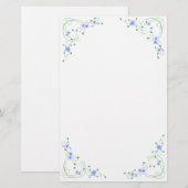 KRW Lovely Blue Floral Stationery Briefpapier (Voorkant / Achterkant)