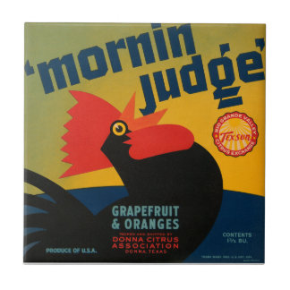 KRW  Morning rechter Rooster Grapefruit Label Tegeltje