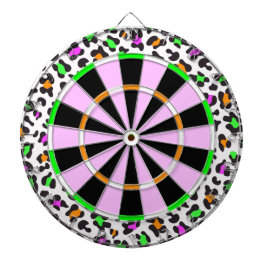 KRW Neon Leopard Print Girly Dartboard Dartbord
