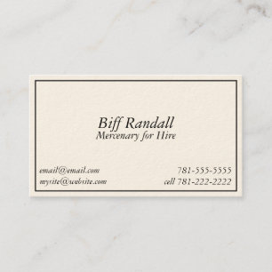 KRW Novelty Joke Mercenary voor Hire Bus Card Visitekaartje