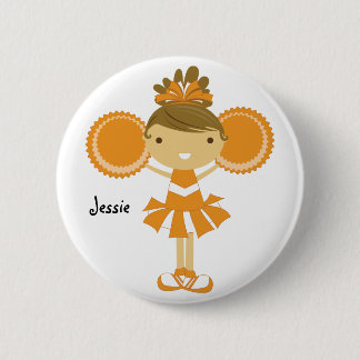KRW Oranje Cheerleader Birthday Party Name Button