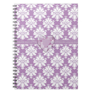 KRW Paars-gelooid-Heart Damask-laptop Notitieboek