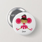 KRW Pink Cheerleader Birthday Party Name Button (Voorkant /achterkant)