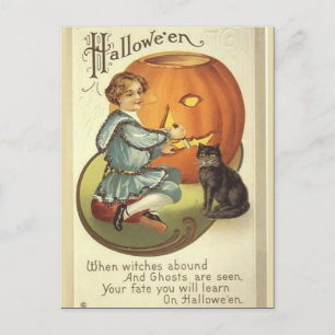 KRW Pumpkin Carving Vintage Halloween Briefkaart
