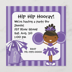KRW Purple Pom-pom girl Invitation à la fête d'ann