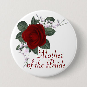 KRW Red Rose Moeder van de bruidbruiddarm Ronde Button 7,6 Cm