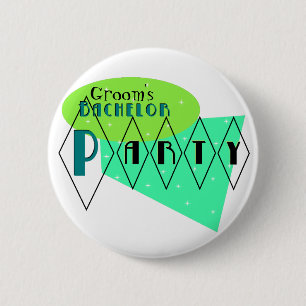 KRW Retro Bachelor Party Limoen Aqua Custom Pin Ronde Button 5,7 Cm