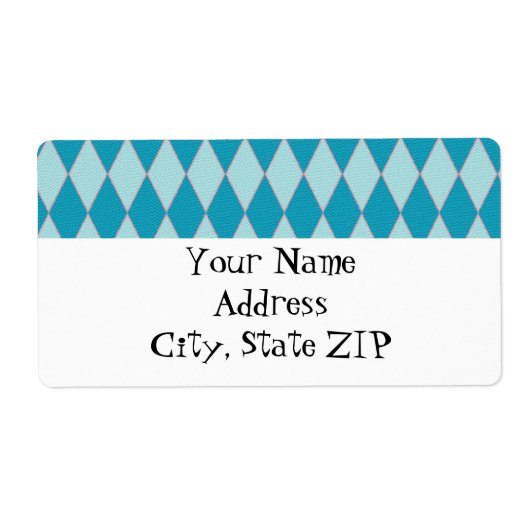 KRW Retro Blue Diamond Aangepast Verzendlabel (Voorkant)