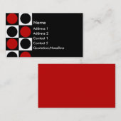 KRW Retro Red White en Black Squares and Circles Visitekaartje (Voorkant / Achterkant)