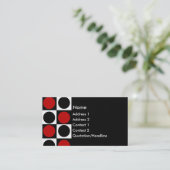 KRW Retro Red White en Black Squares and Circles Visitekaartje (Staand voorkant)