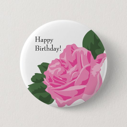 KRW Roos Happy Birthday Button Favor (Voorkant)