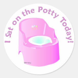 KRW Roze I Zat op de Potty Training Reward Ronde Sticker