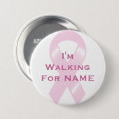 KRW roze lint aangepaste wandeling Ronde Button 7,6 Cm (Voorkant /achterkant)