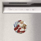 KRW  Santa en Teddy Kerstmagneet Magneet (Insitu (Vaatwasser))
